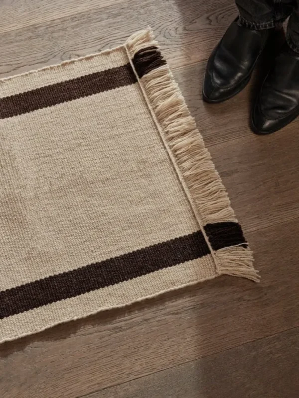 ferm LIVING Teppiche Und Läufer^Matte Calm Kelim, 50 x 70 cm, Naturweiß - Kaffee