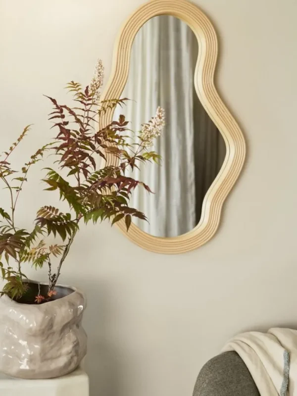 Miniforms Spiegel-ferm LIVING Pond Spiegel, mittel, Natur-Rattan