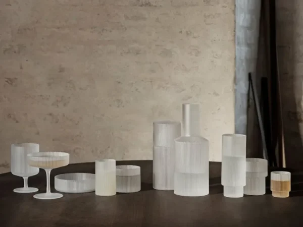 ferm LIVING Gläser Und Tassen^Ripple Trinkgläser, 4 Stück, satiniert