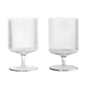ferm LIVING Gläser Und Tassen^Ripple Weingläser, 2 Stück, transparent