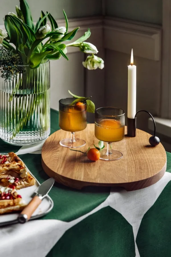 ferm LIVING Gläser Und Tassen^Ripple Weingläser, 2 Stück, rauchgrau