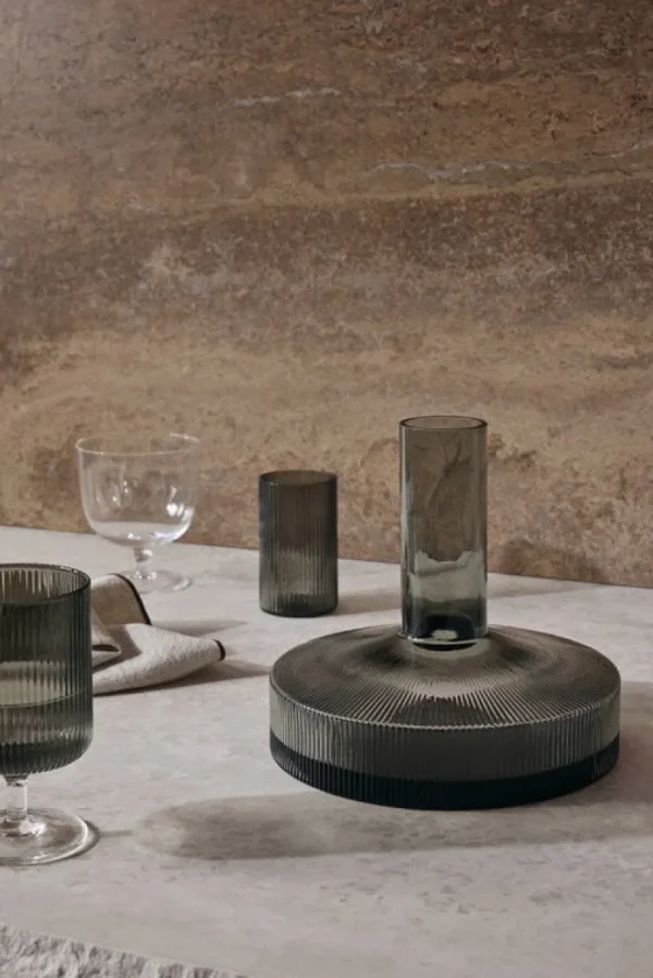 ferm LIVING Karaffen Und Krüge | Küchenutensilien^Ripple Weinkaraffe, 1,1 l, Rauchgrau