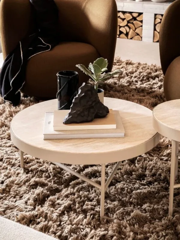 Carl Hansen & Su00f8n Tische-ferm LIVING Travertine Beistelltisch, groß, Kaschmir
