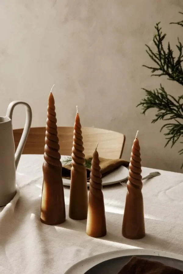 Skandinavisk Kerzen Und Kerzenhalter-ferm LIVING Twisted Kerze, 4 Stück, Bernsteingelb