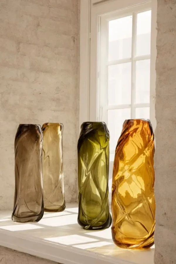 Raawii Vasen-ferm LIVING Water Swirl Vase, hoch, Bernsteinfarben
