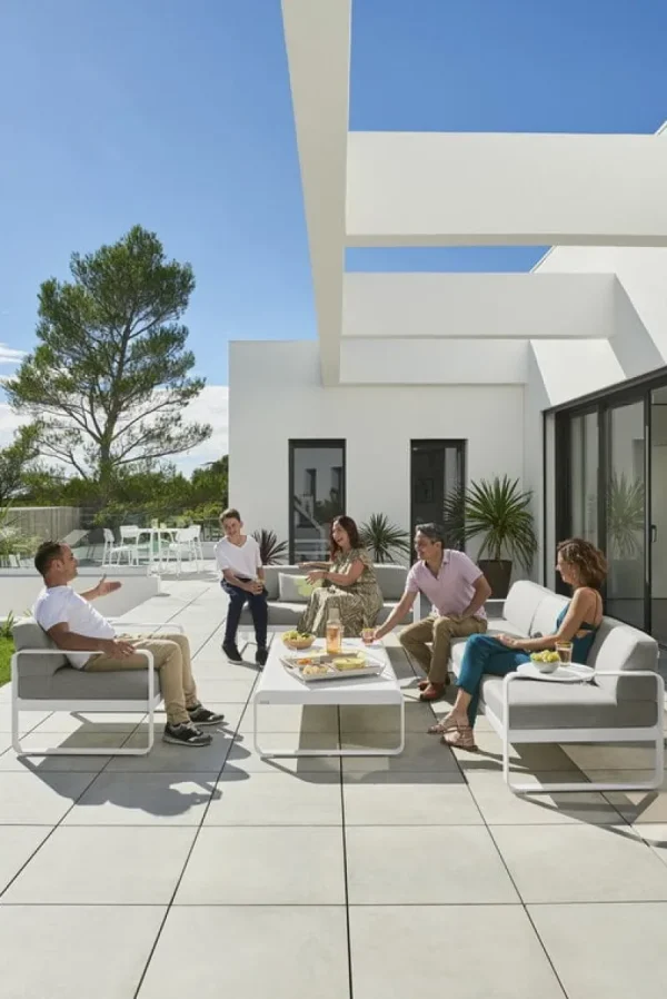 Fermob Terrassenmöbel^Bellevie 3-Sitzer-Sofa, Storm Grey – Flanellgrau