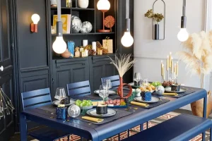 Fermob Terrassenmöbel^Bellevie Tisch, 196 x 90 cm, Acapulcoblau