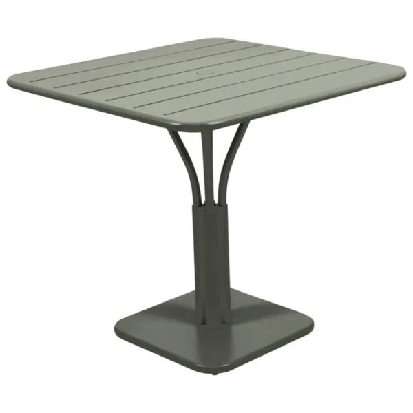 Fermob Terrassenmöbel^Luxembourg Tisch, 80 x 80 cm, mit Sockel, Graugrün
