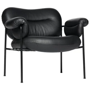 &Tradition Sitzgelegenheiten-Fogia Bollo Loungesessel, schwarzes Leder - Schwarz