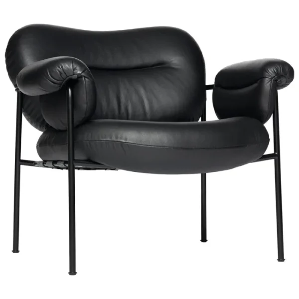 &Tradition Sitzgelegenheiten-Fogia Bollo Loungesessel, schwarzes Leder - Schwarz