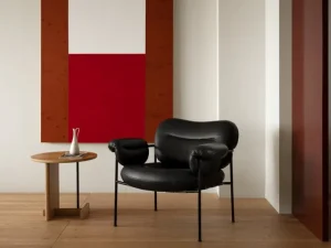 &Tradition Sitzgelegenheiten-Fogia Bollo Loungesessel, schwarzes Leder - Schwarz