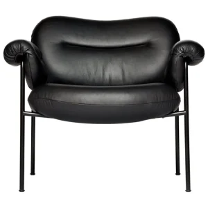 &Tradition Sitzgelegenheiten-Fogia Bollo Loungesessel, schwarzes Leder - Schwarz