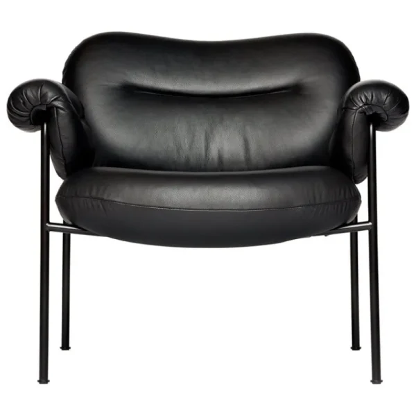 &Tradition Sitzgelegenheiten-Fogia Bollo Loungesessel, schwarzes Leder - Schwarz