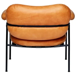 HAY Sitzgelegenheiten-Fogia Bollo Loungesessel, cognacbraunes Leder - Schwarz