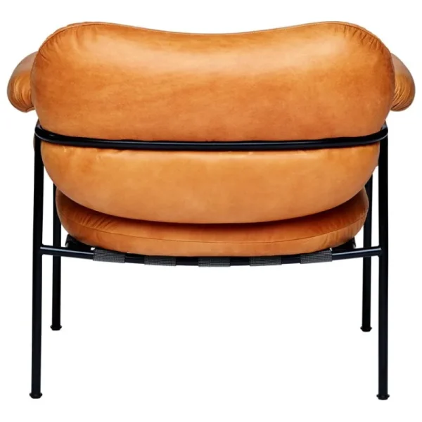 HAY Sitzgelegenheiten-Fogia Bollo Loungesessel, cognacbraunes Leder - Schwarz