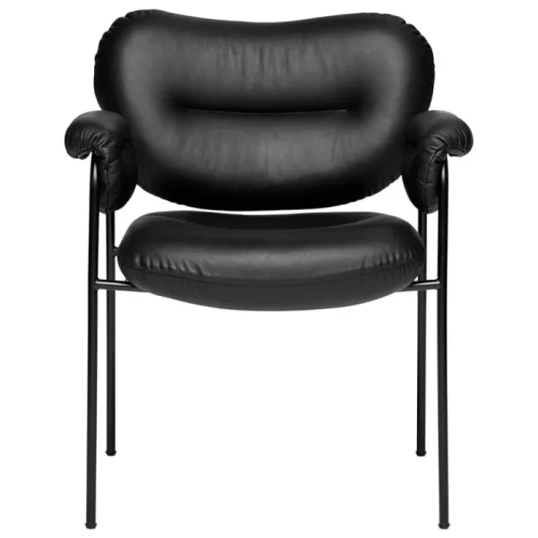 Audo Copenhagen Sitzgelegenheiten-Fogia Bollo Stuhl, schwarzes Leder - Schwarz