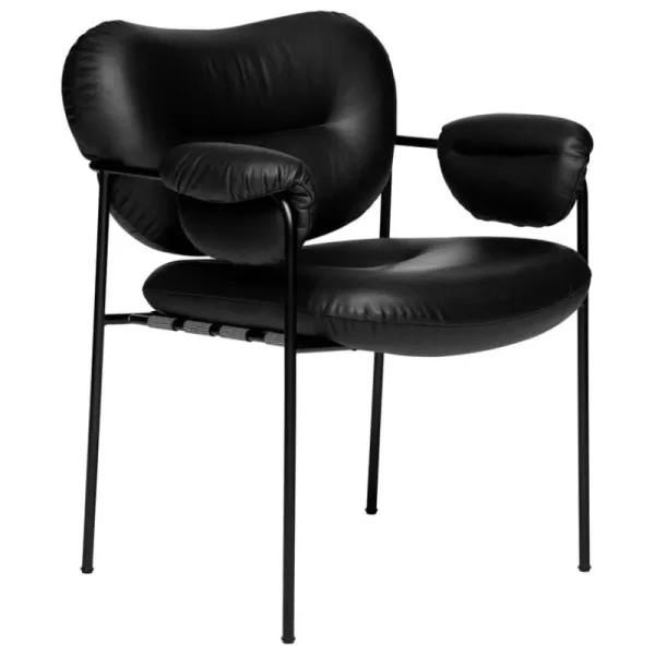 Audo Copenhagen Sitzgelegenheiten-Fogia Bollo Stuhl, schwarzes Leder - Schwarz