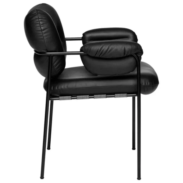 Audo Copenhagen Sitzgelegenheiten-Fogia Bollo Stuhl, schwarzes Leder - Schwarz