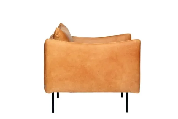 Vitra Sitzgelegenheiten-Fogia Tiki Sessel, groß, schwarzer Stahl - cognacbraunes leder