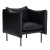 Vitra Sitzgelegenheiten-Fogia Tiki Sessel, klein, schwarzer Stahl - schwarzes Elmosoft-Leder
