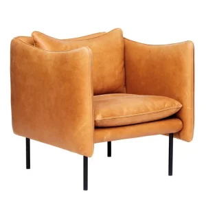 Normann Copenhagen Sitzgelegenheiten-Fogia Tiki Sessel, klein, schwarzer Stahl - cognacbraunes Leder