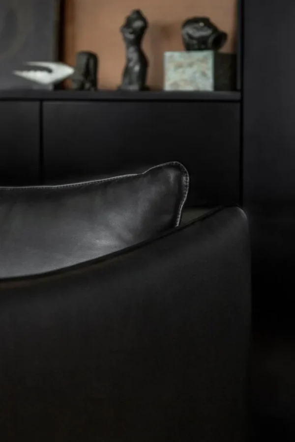 Vitra Sitzgelegenheiten-Fogia Tiki Sessel, klein, schwarzer Stahl - schwarzes Elmosoft-Leder