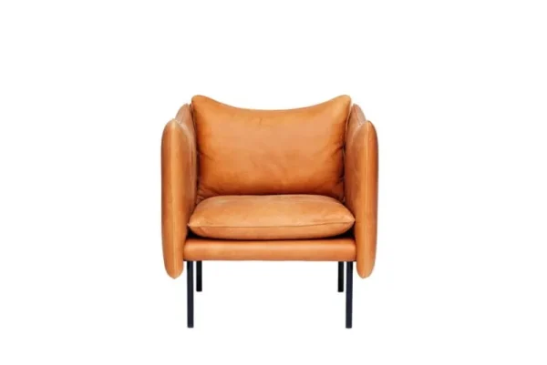 Normann Copenhagen Sitzgelegenheiten-Fogia Tiki Sessel, klein, schwarzer Stahl - cognacbraunes Leder