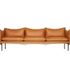 Fogia Sofas Und Liegen-Tiki 3-Sitzer-Sofa, schwarzer Stahl - cognacbraunes Leder