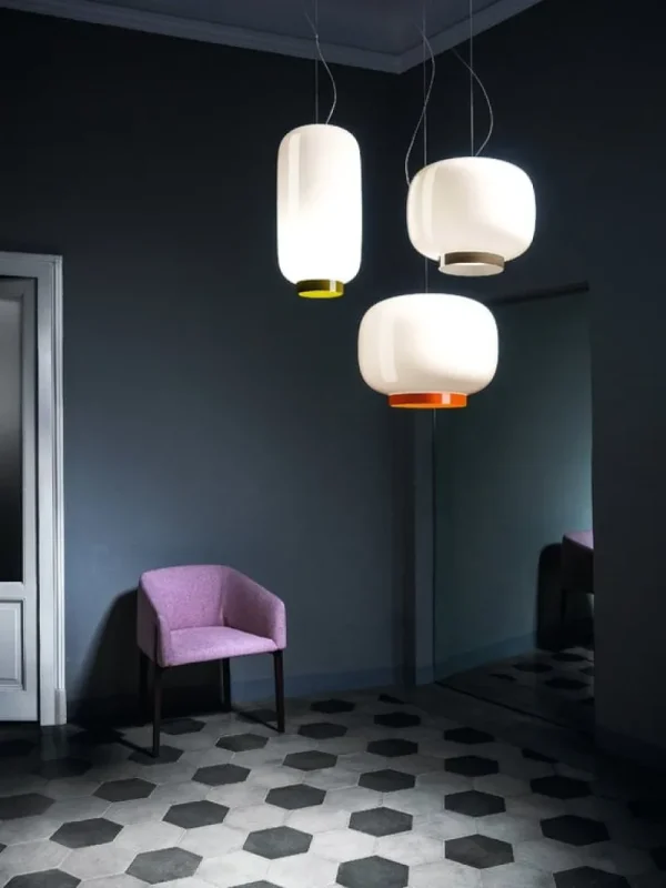 Muuto Deckenleuchten-Foscarini Chouchin Reverse 3 Pendelleuchte, Weiß – Grau