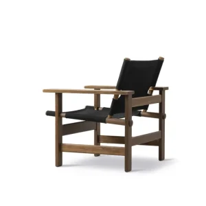 ferm LIVING Sitzgelegenheiten-Fredericia Canvas Stuhl, Eiche geräuchert und geölt - schwarzes Canvas