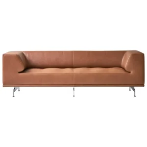 Fredericia Sofas Und Liegen-Delphi 2-Sitzer-Sofa, gebürstetes Aluminium - cognacbraunes Lede