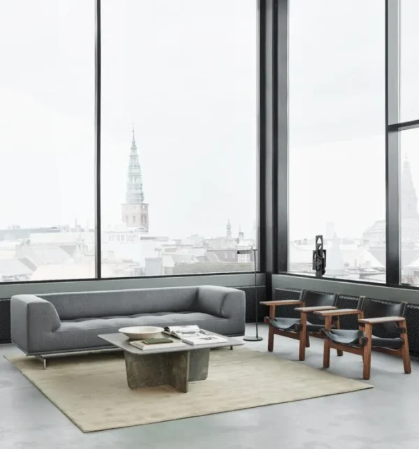 Fredericia Sofas Und Liegen-Delphi 3-Sitzer-Sofa, gebürstetes Aluminium - Grau Bardal 220