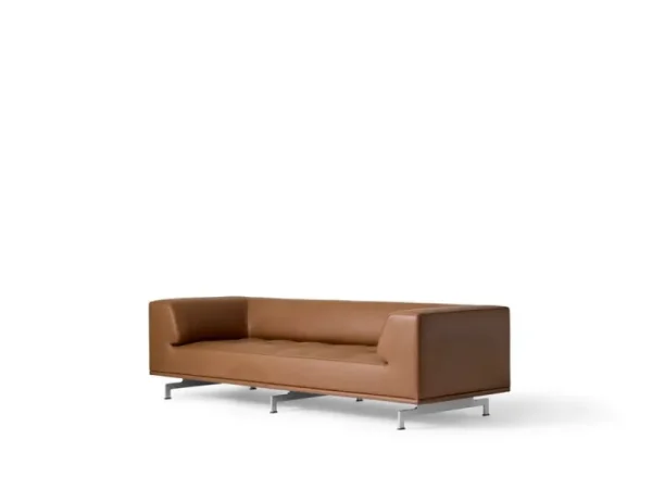 &Tradition Sofas Und Liegen-Fredericia Delphi 3-Sitzer-Sofa, gebürstetes Aluminium - braunes Leder Max