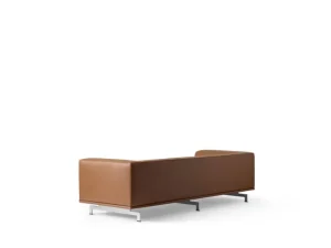 &Tradition Sofas Und Liegen-Fredericia Delphi 3-Sitzer-Sofa, gebürstetes Aluminium - braunes Leder Max