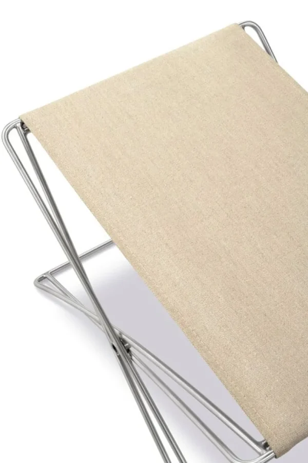 HAY Sitzgelegenheiten-Fredericia JG Klapphocker, Stahl gebürstet - Canvas naturbelassen
