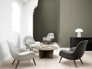 Normann Copenhagen Sitzgelegenheiten-Fredericia Loungesessel Swoon, Hallingdal 130 – Räuchereiche