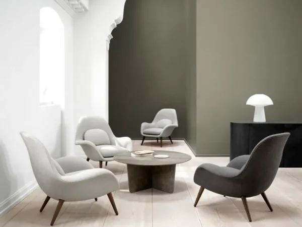 Normann Copenhagen Sitzgelegenheiten-Fredericia Loungesessel Swoon, Hallingdal 130 – Räuchereiche