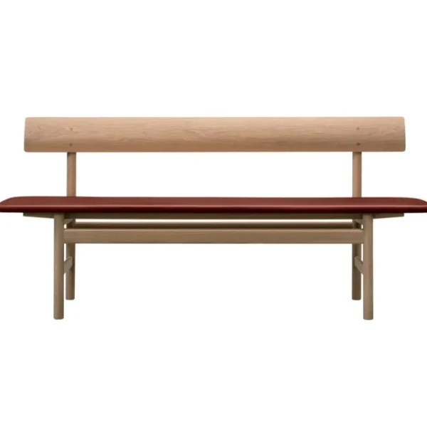 Fatboy Sitzgelegenheiten-Fredericia Mogensen 3171 Bank, Eiche geölt – Leder Burnt Sienna