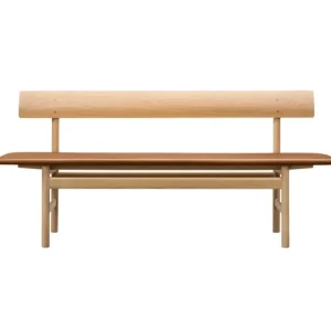 Fredericia Sitzgelegenheiten-Mogensen 3171 Bank, Eiche geseift – Leder Omni Cognac