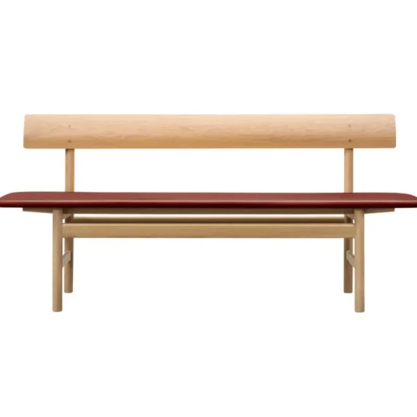 Fatboy Sitzgelegenheiten-Fredericia Mogensen 3171 Bank, Eiche geseift – Leder Burnt Sienna