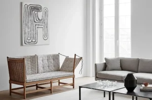Tapio Anttila Collection Sofas Und Liegen-Fredericia Sofa Calmo 80, 3 Sitzer, Ruskin 10 – schwarzer Stahl