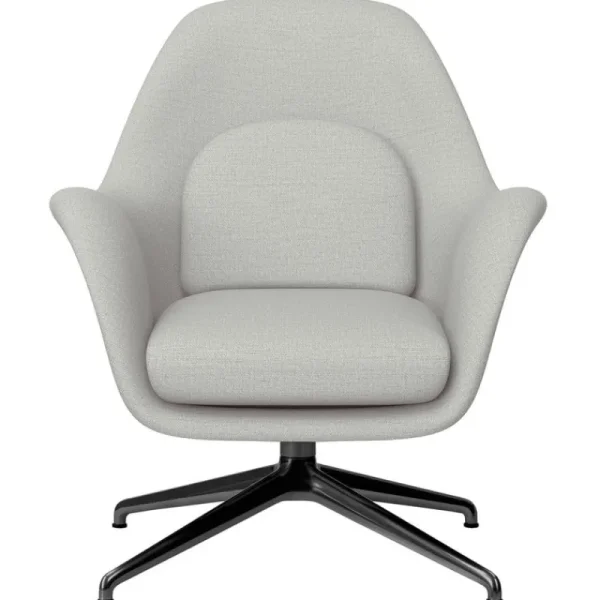 Audo Copenhagen Sitzgelegenheiten-Fredericia Swoon Lounge Petit Sessel, Drehfuß, Sunniva 2 717 – schwarz