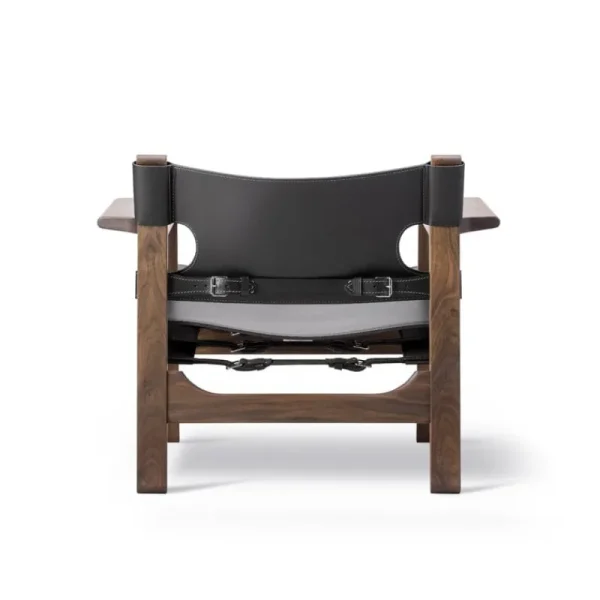 Audo Copenhagen Sitzgelegenheiten-Fredericia The Spanish Chair, schwarzes Leder - Nussbaum geölt