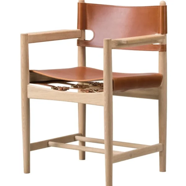 Normann Copenhagen Sitzgelegenheiten-Fredericia The Spanish Dining Chair mit Armlehnen, cognacfarbenes Leder