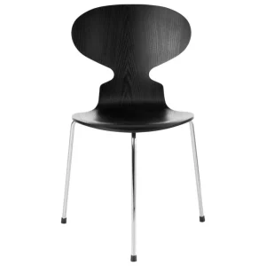 Fritz Hansen Sitzgelegenheiten-Ant Stuhl 3100, 3 Beine, Esche schwarz – Chrom