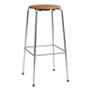 Frama Sitzgelegenheiten-Fritz Hansen Barhocker High Dot, 76 cm, Chrom – walnussbraunes Leder