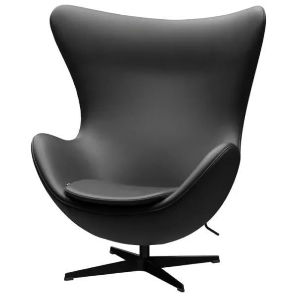 Nikari Sitzgelegenheiten-Fritz Hansen Egg Loungesessel, Schwarz - Essential-Leder, Schwarz