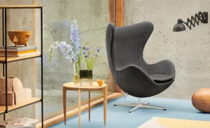 Fritz Hansen Sitzgelegenheiten-Egg Loungesessel, satinpoliertes Aluminium - Re-wool 0198