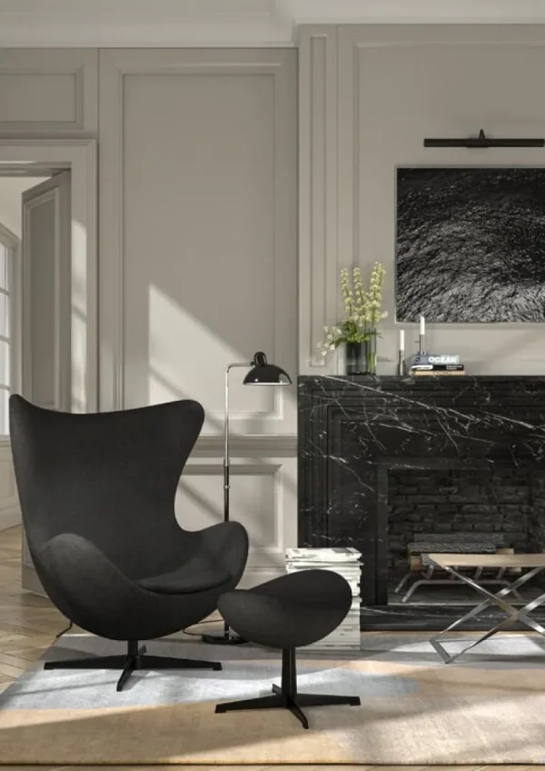 Fritz Hansen Sitzgelegenheiten-Egg Loungesessel, satinpoliertes Aluminium - Re-wool 0198