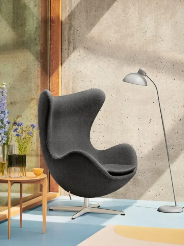 Fritz Hansen Sitzgelegenheiten-Egg Loungesessel, satinpoliertes Aluminium - Re-wool 0198